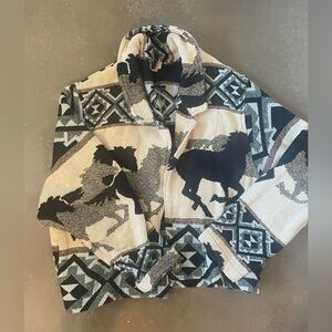 Women’s Horse Pattern Jacket - Black and Cream